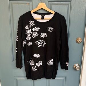 Ann Taylor Factory Black and White Floral Sweater